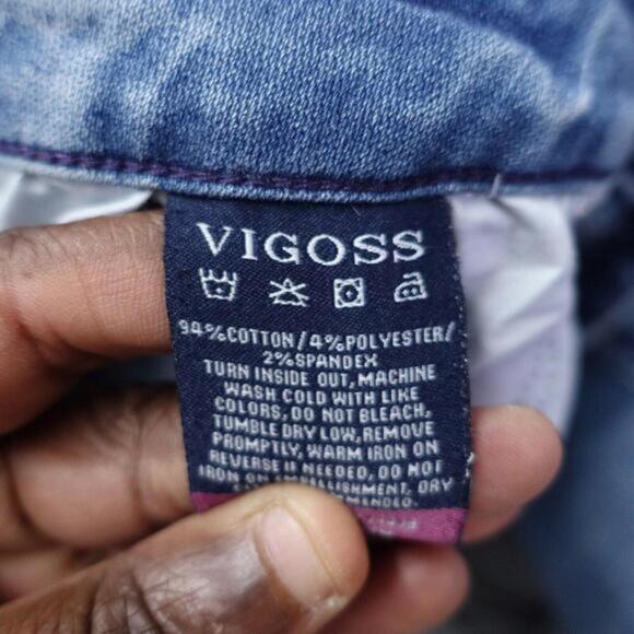 Vigoss Jeans Women's 31X26 Blue Cotton Stretch Mid-Rise Crop Straight Button Fly - Picture 9 of 9